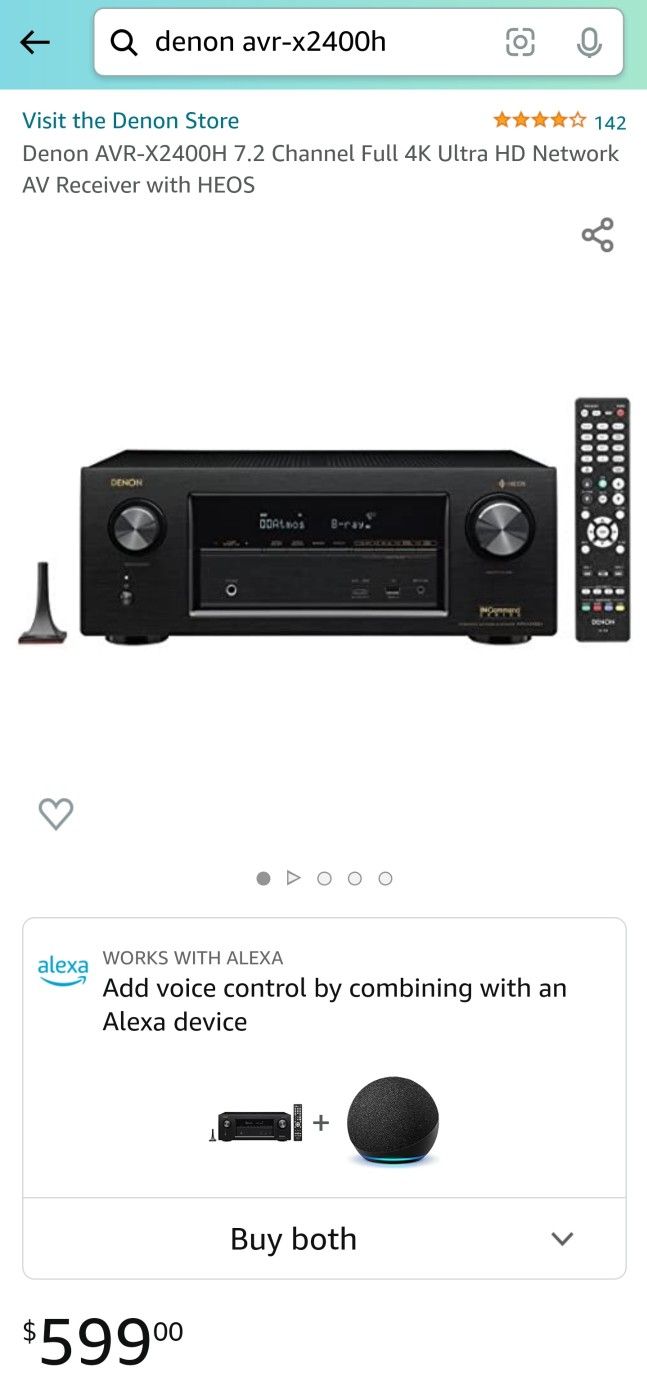 Denon AVR-X2400H 7.2-Channel Network A/V Receiver