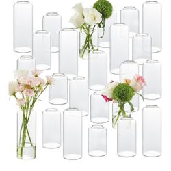 Glass Bud Vases Set of 24, Clear Flower Vase for Centerpieces, Small Vases for Flowers, Decor Centerpiece for Bathroom, Decorative Vases for House War