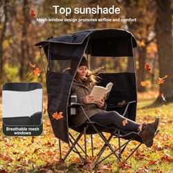 NEW Heated 4-Position Reclining Canopy Umbrella Camping Chair