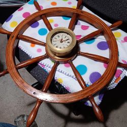 Emery And Douglas Brass And Wood Boatwheel Clock