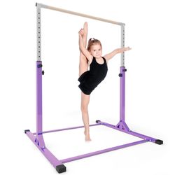 Kip Bar Adjustable Height Fitness Gymnastics Training Bar Horizontal Kip Bar for Kids, Purple