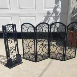 Fireplace Screen And Tool Set 
