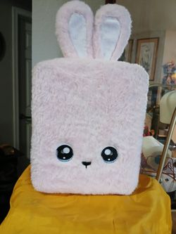 Pink fuzzy rabbit  doll back pack