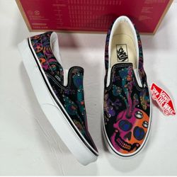 Vans Classic Slip-On Trippy Drip Black Multi Sneakers Men Size 10