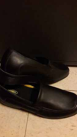 New Black leather safetrack shoes.