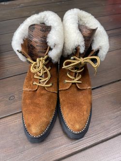 Women's Suede Boots Sabrina Tach With Fur Trim Woman's Size 8