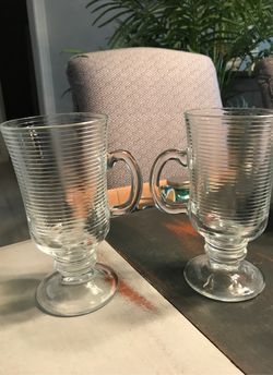 Cappuccino glass cups grooved and stripped