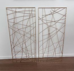 Gold Metal Abstract Wall Art Panels – Set of 2