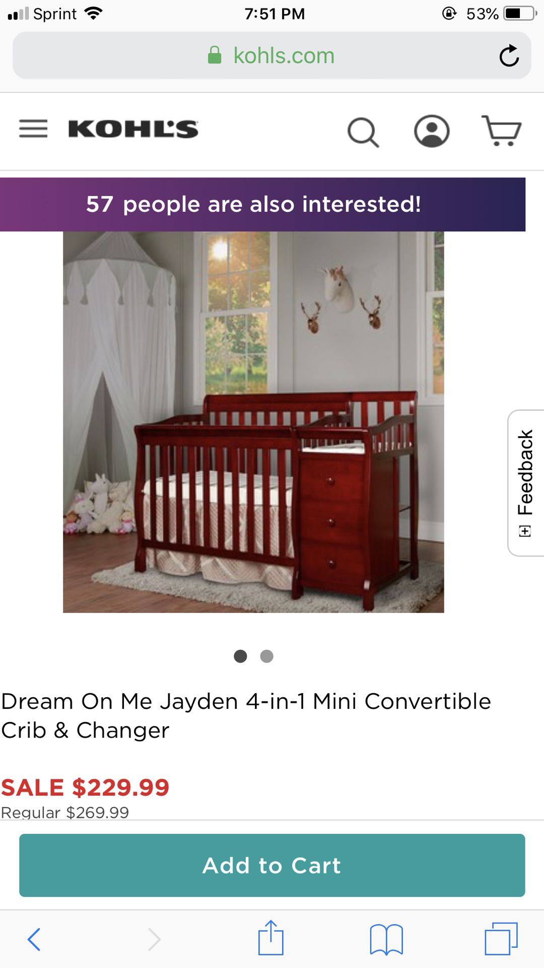 4 in 1 baby changing table / crib