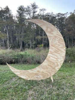 Crescent Moon - Wooden Moon - Party Decorations - Balloons Decoration - Birthday - Wooden Backdrops - Wood Names Sign - Round Business Logo