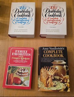 Vintage Cookbooks - Set of 4 - The Doubleday Cookbook V 1 & V 2, Amy Vanderbilt, Family Favorites