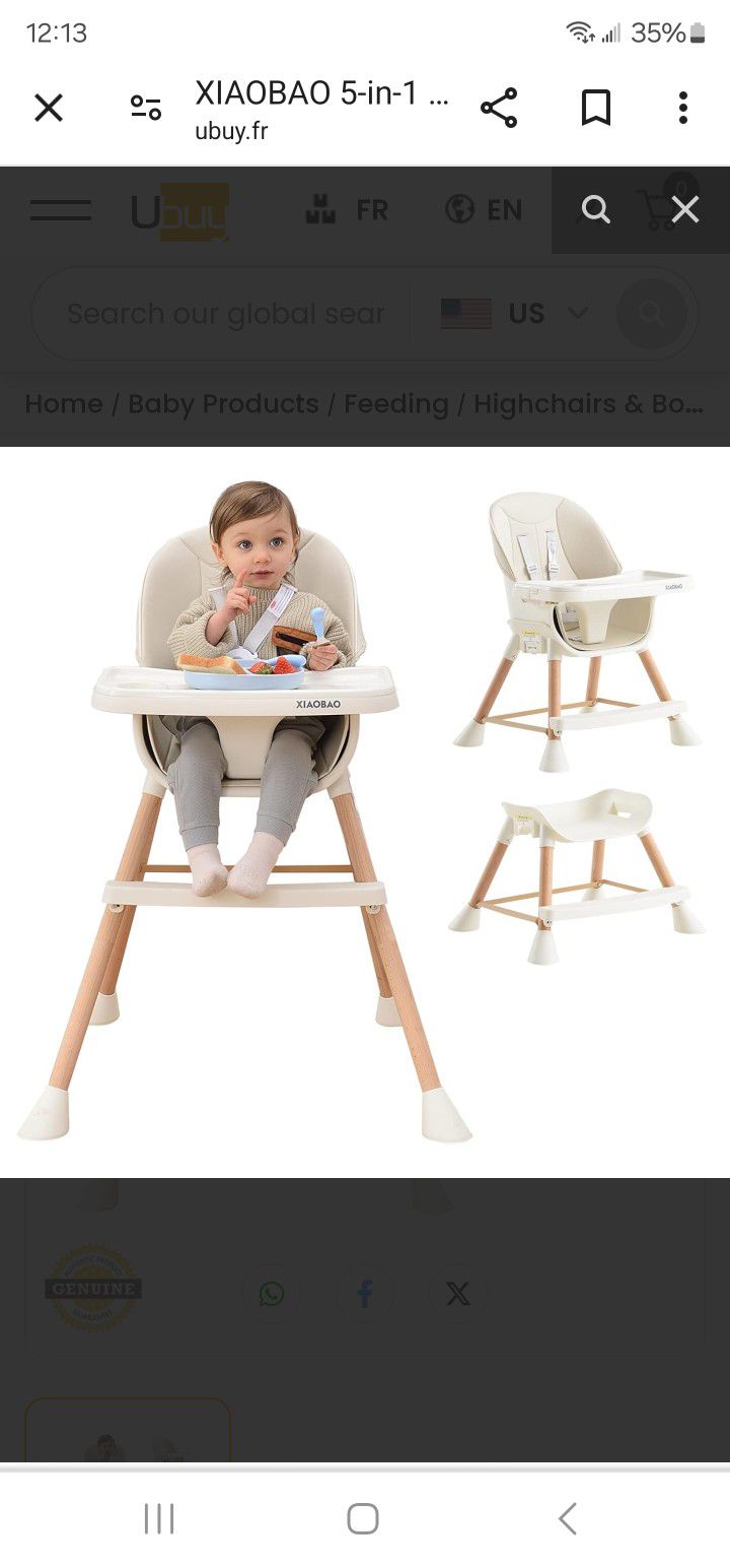 XIAOBAO Baby High Chair with Adjustable Legs for Babies and Toddlers