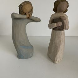 Set of 2 Willow Tree Resin Ornaments Journey & "Love of Learning" Open Minds