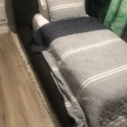 Pottery Barn  Twin Platform Upholstered Chenille