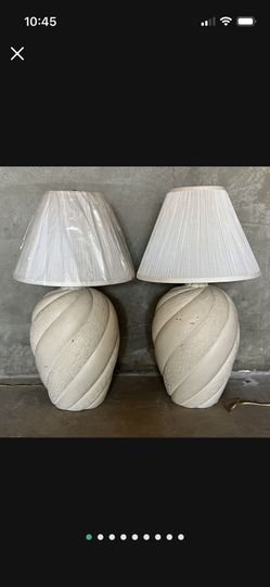 Vintage Post Modern Plaster Swirl Table Lamps 1980s Signed Sun89
