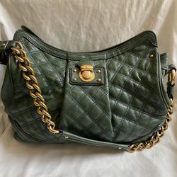 Marc Jacobs Quilted Leather Shoulder Bag - Stam Old Green with Gold Chain