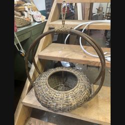 LOW PRICE MOVING- GORGEOUS HANGING PLANTER WICKER RATTAN