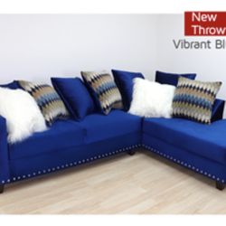 Gorgeous Blue Colored Sectional with Studs