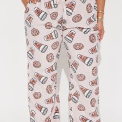$8 Brand New Women's Xs  Pajama Bottoms Coffee Break Plush PJ Pant - Pink/combo