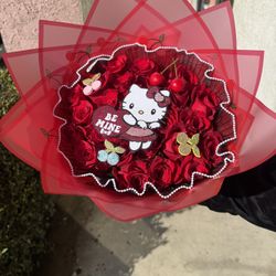Hello Kitty Valentine’s Day Flower Bouquet Ramo Buchon Rosas