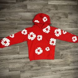 Red Denim Tears Wreath Hoodie Cotton Fleece Pullover Multiple Sizes
