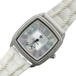 Judith Ripka Women’s Square Watch MOP Dial White Silicone Band Quartz (A1D026516)