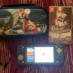 Nintendo Switch Lite - Yellow W/ Protective Sleeve, Mario Kart Case and Balan Wonderworld Bundle