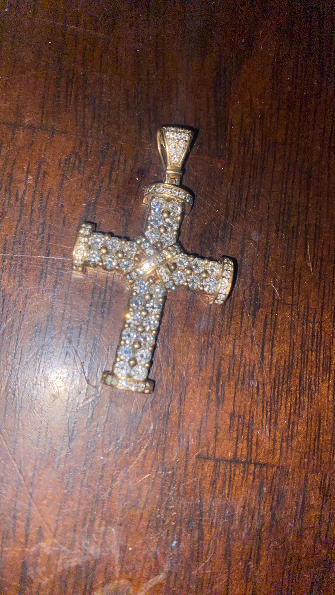 10kt Gold Cross With Diamond Stones