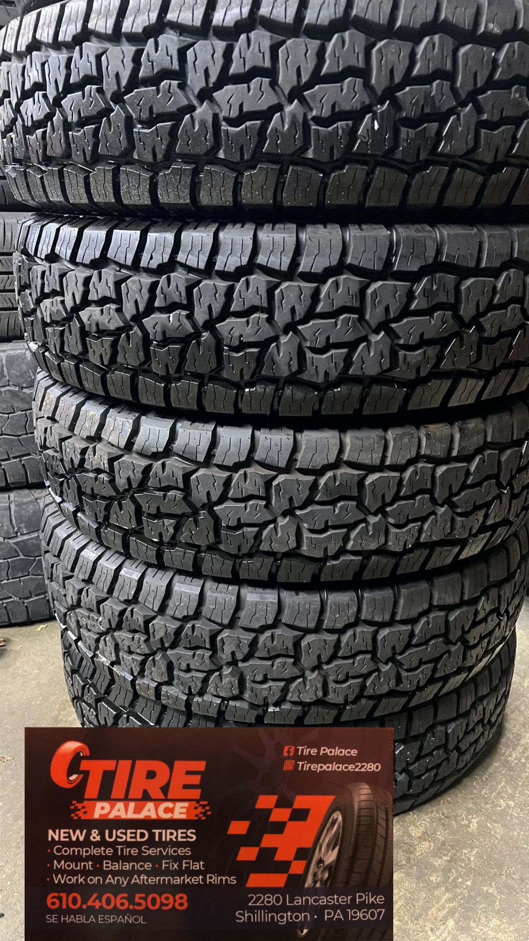 Used tires 235/80/17 like new $90 each with installation