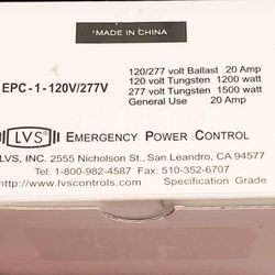 LVS Controls EPC-1-120V/277V Emergency Power Test Switch 120/277V 20A White