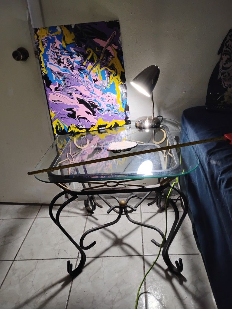 Iron End Tables With Glass Tops