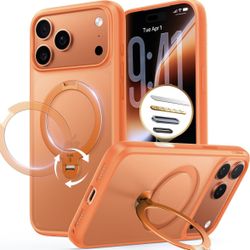 iPhone 17 Pro Case 360 Magnetic Stand Orange