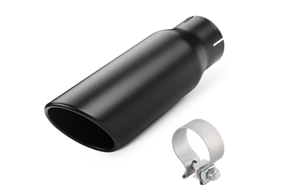 A-KARCK Exhaust Tip 3 Inch Inlet, 3" Inlet 4" Outlet 12" Overall Length Clamp On Muffler Tip For Truck Tailpipe, Rolled Angle Cut Design