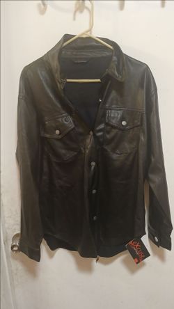 Men's Lambskin Leather Western Shirt Size L