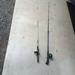 5-foot Fishing Poles W/ Zebco Reels -  2 Poles