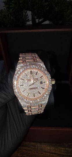 AP Rose Gold Fully Iced Out Watch ⌚️