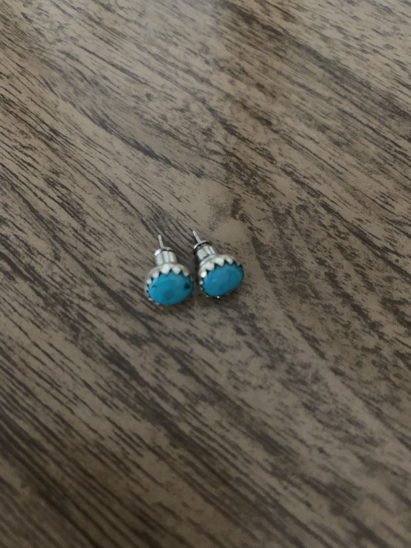 Turquoise And Silver Stud Earrings