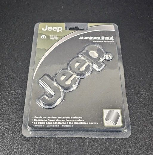 New JEEP Classic Logo Black/Silver Aluminum Decal Emblem Official Licensed Product