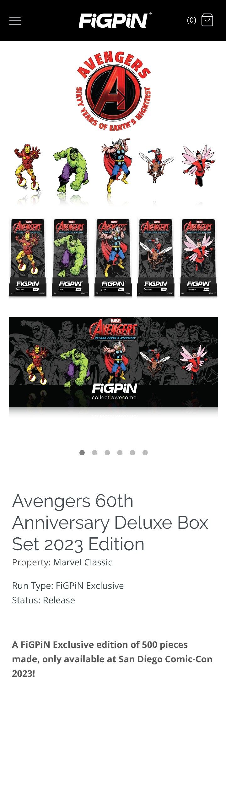 SDCC 2023 FIGPIN - Marvel's Avengers 60th Anniversary Deluxe Box Set Exclusive 