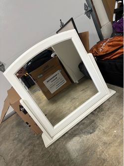 White Tabletop Vanity Mirror