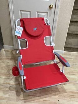 Brand New Red Ostrich On Your Back Folding Chaise Lounge Chair Beach