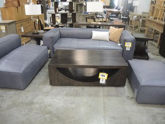 Rutherford Home Amalfi Shale Gray Leather Wide-Arm Sofa