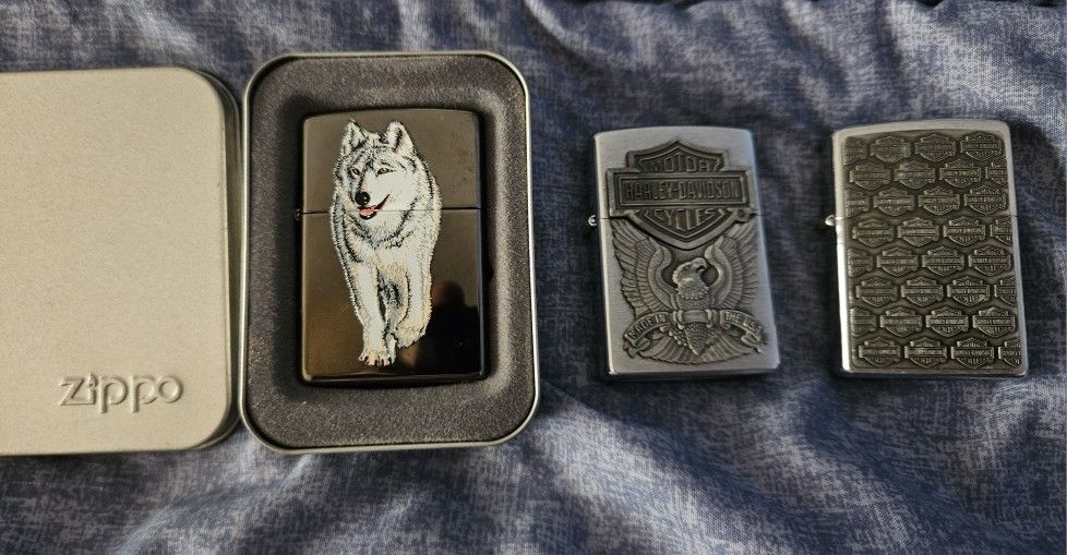 Zippo Lighters. Harley Davidson Wolf. $85 For All. See Below For Prices
