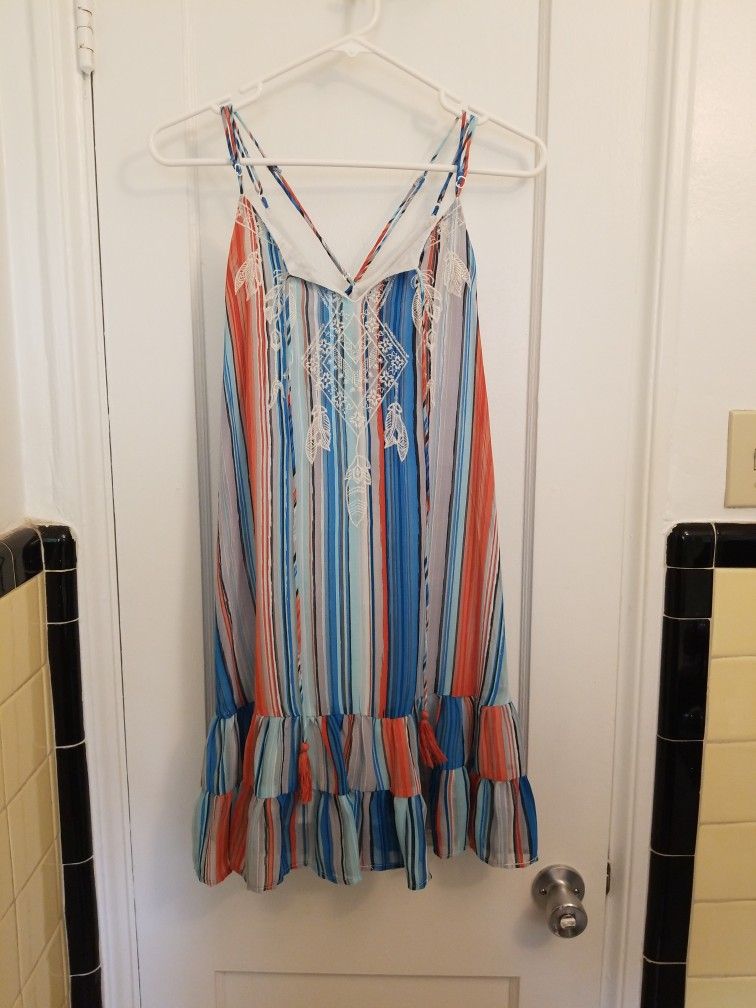 Chelsea & Violet Blue, Orange and White Striped Blouse