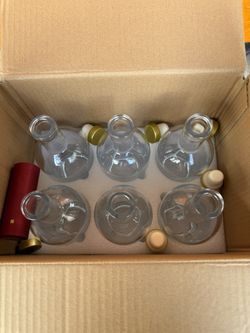 Stock Your Home Set of 6 Glass Whiskey Bottles with Corks