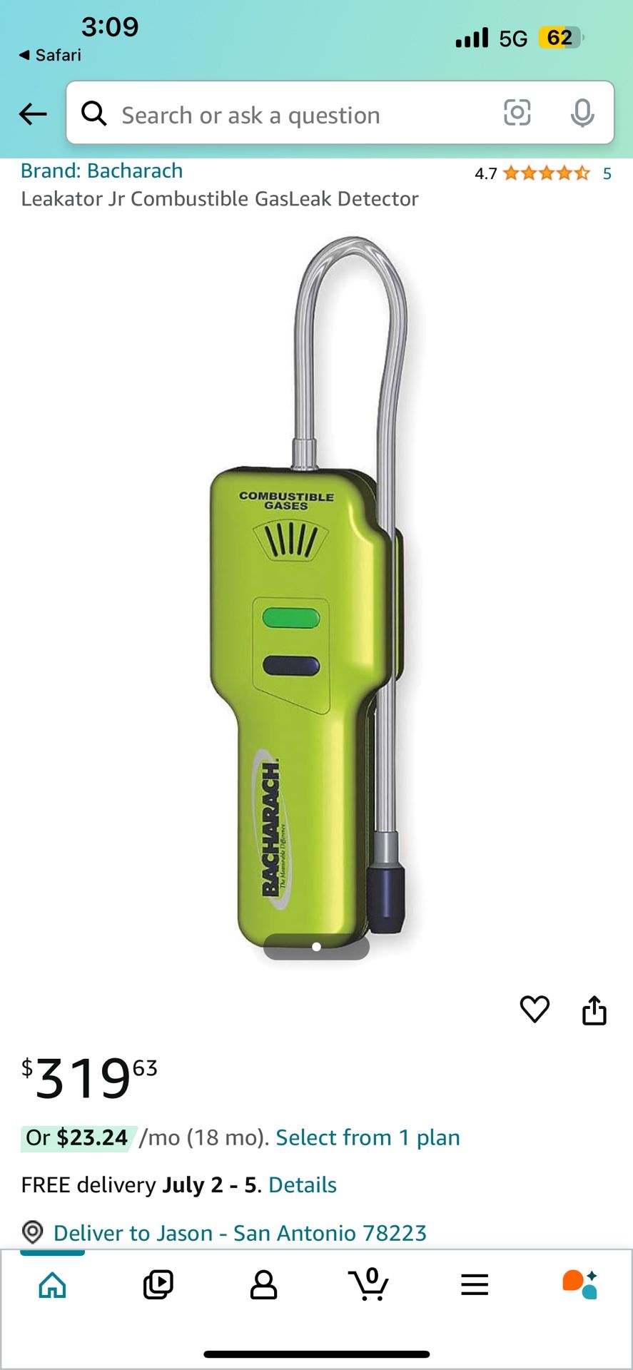 Bacharach Leakator Jr. 19-7075 Gas Leak Detector