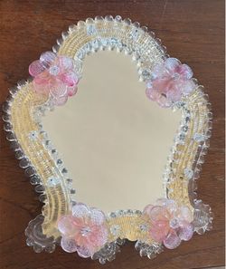 Vintage Italian Murano Floral Glass Vanity Mirror
