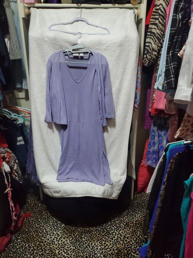Lavendar Tank Dress With Cardigan