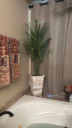 House of silk- Artificial Palm Tree in Rustic Wood Planter