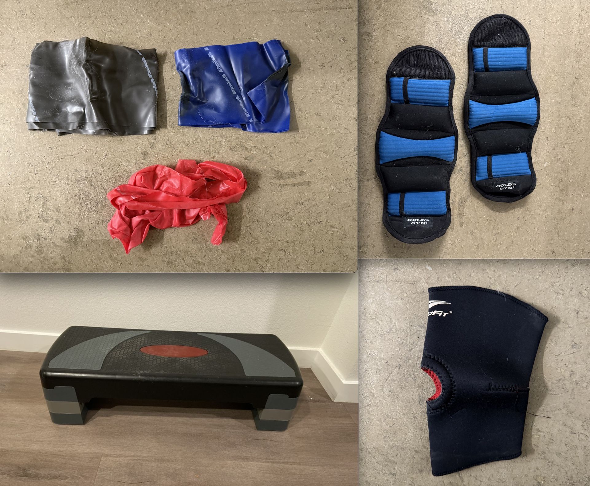 Home Exercise Bundle: Stepper, Resistance Bands, Ankle Weights, Knee Sleeve